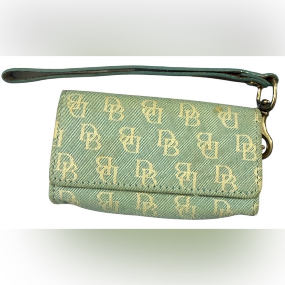 Dooney & Bourke Blue Logo Wristlet Wallet Pouch Magnetic Closure